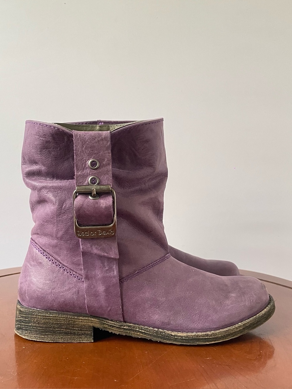 Purple Red or Dead slouched buckle ankle boots | US 5